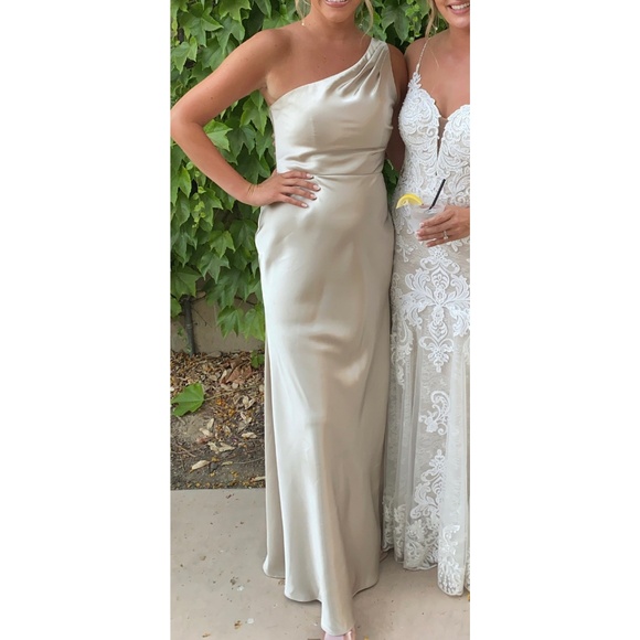 Satin One Shoulder Bridesmaids Dress by Jenny Yoo - Picture 4 of 6